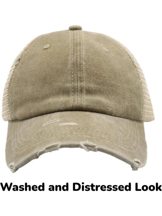〽️Women\'s Light Khaki High Ponytail Baseball Cap Trucker Bad Hair Day Adjustable